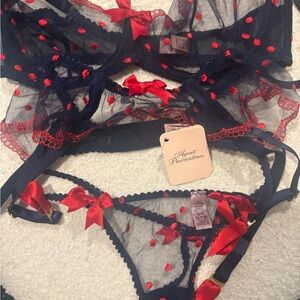 Agent Provocateur Winnie Navy and Red Lingerie Set